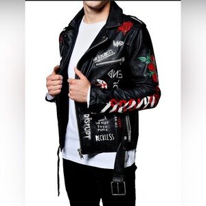TCL Black and Red Graphic Design Jacket